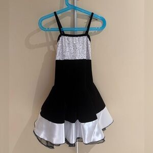 Art Stone Figure Skating Dress || Medium Child || Black Velvet Silver Sequin